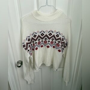 Hollister Mockneck Cropped Holiday Winter Festive Sweater Women’s Large Cozy